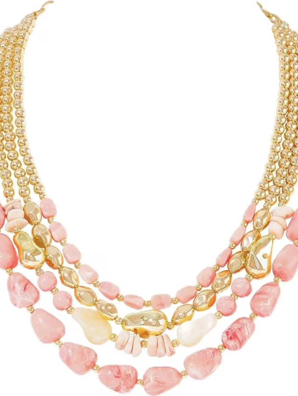 Chunky Boho Beaded Layered Necklace Collar Choker Vintage Multi-Strand Statement - Picture 5 of 5